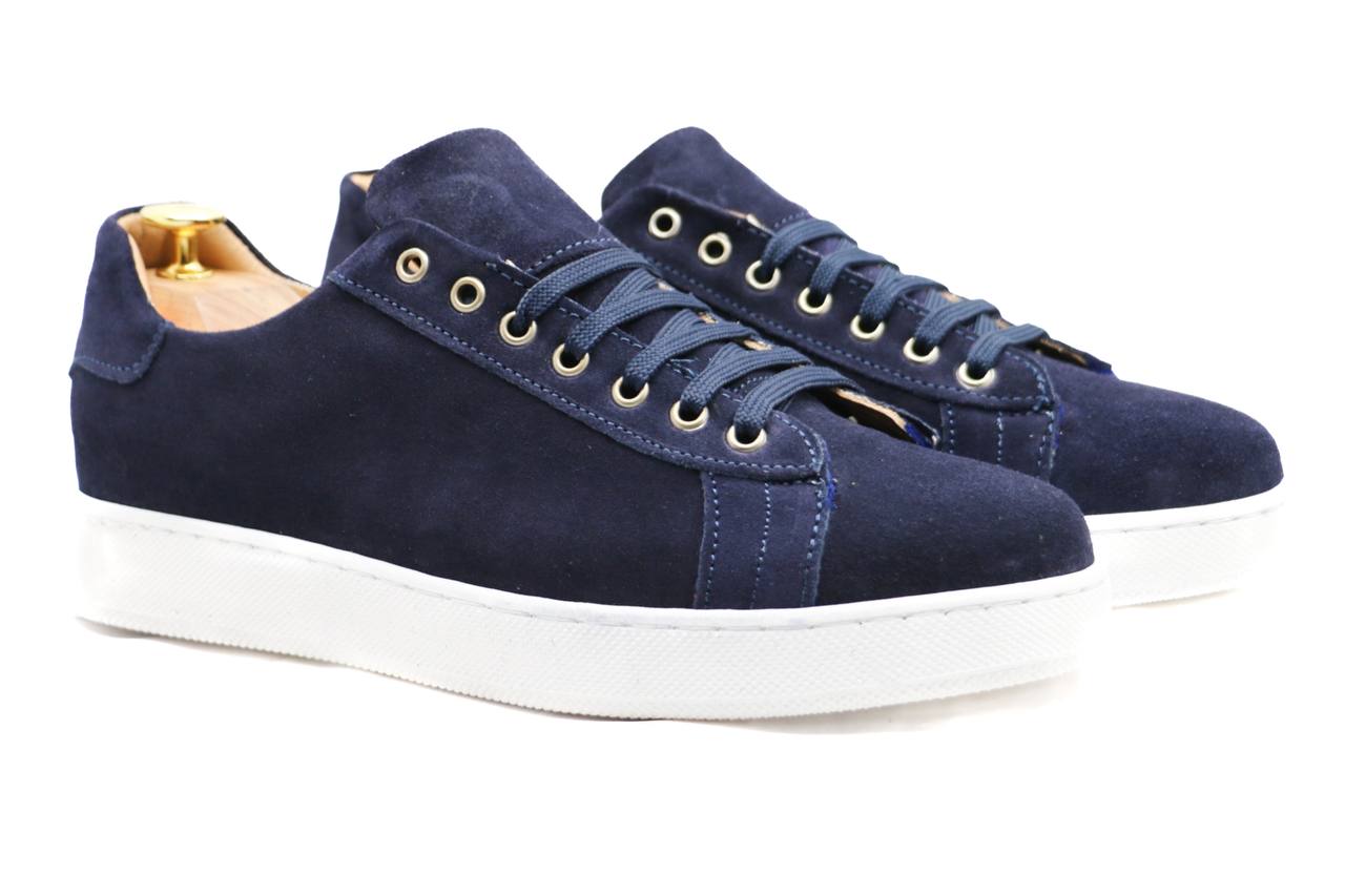 PRAGA - SNEAKERS CAMOSCIO BLU